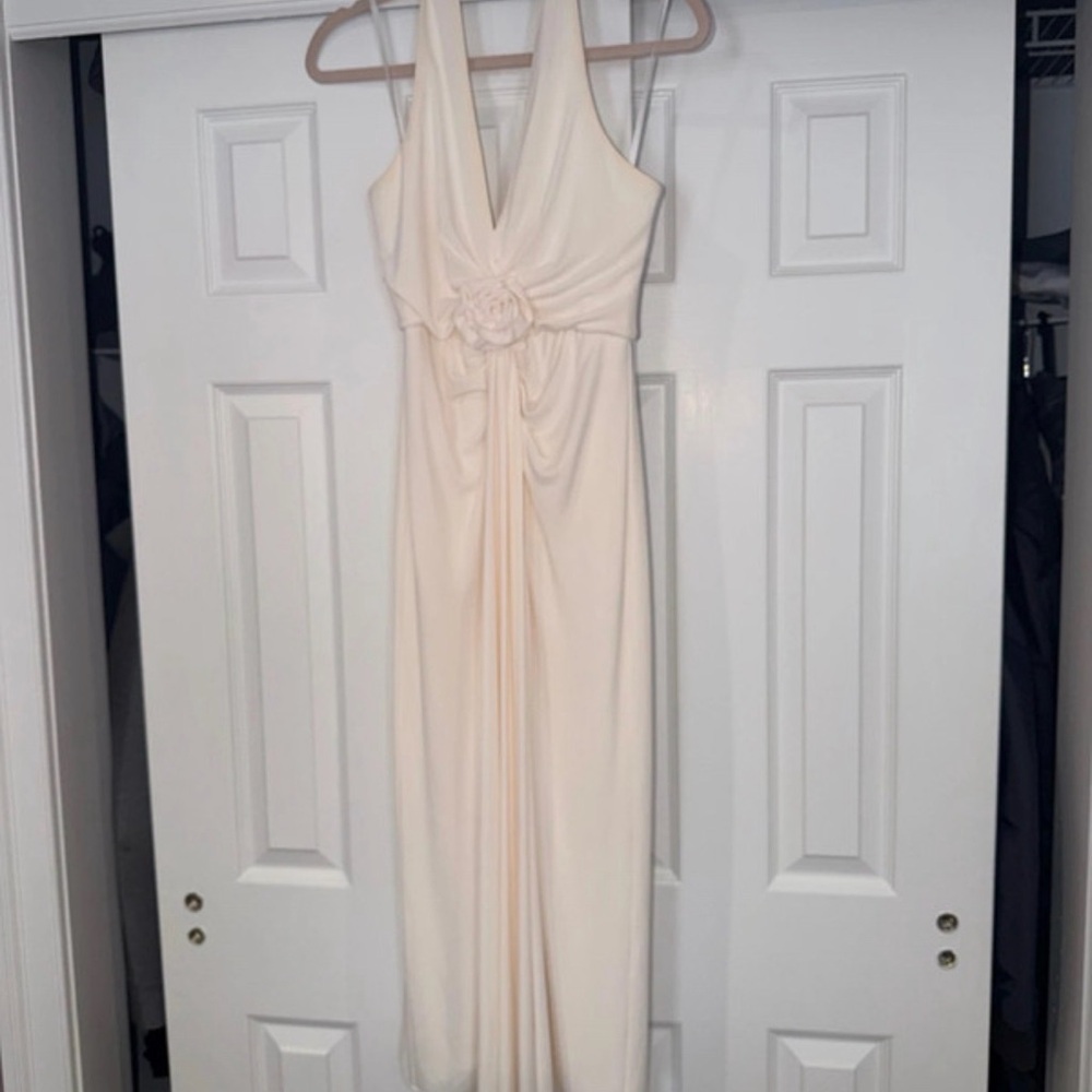Cinq à Sept Cream Midi Dress with Floral Accent